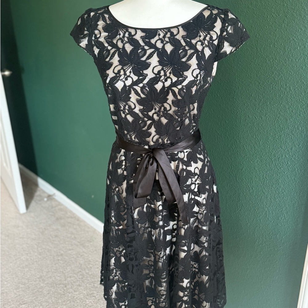 Alex Marie Black Lace Midi Dress